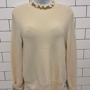 J Crew Ruffleneck merino wool-blend sweater